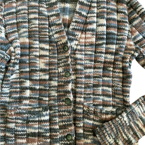 Handmade Clueless Preppy Wool Blend Boyfriend Chunky Cardigan Sweater M Pockets - Picture 4 of 7